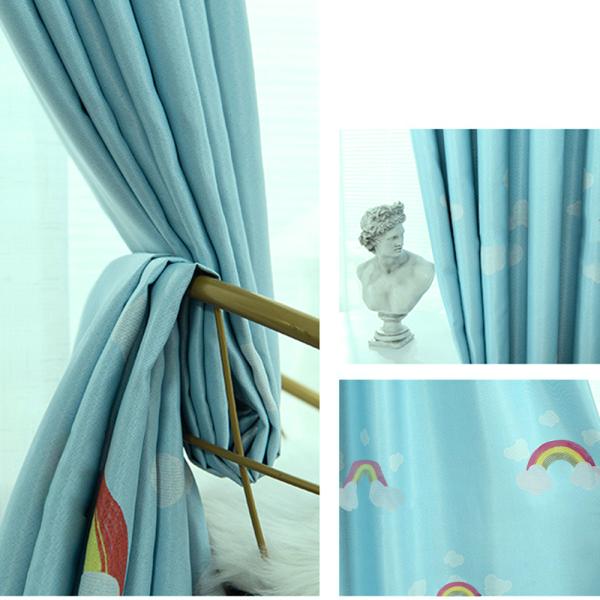 Qian Verdunkelungsvorhänge Regenbogen Schlicht 2er Pack Individuell anpassbar Perforationen